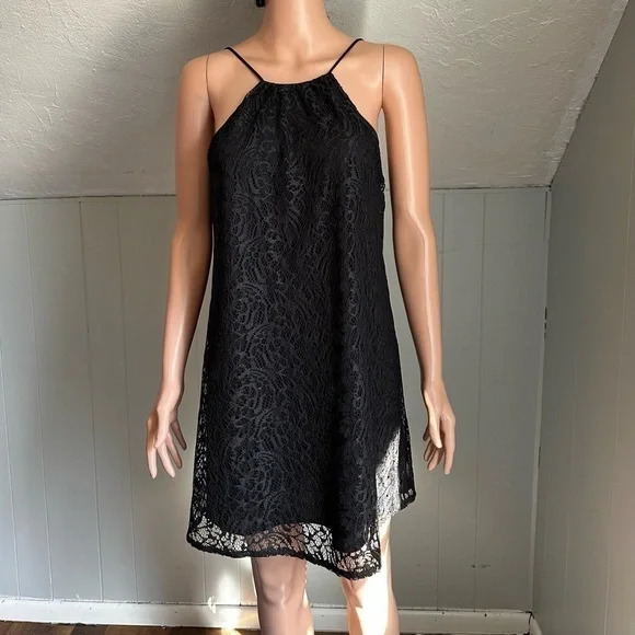 ZARA Black Lace Tank Mini Dress Size Small - Picture 2 of 10